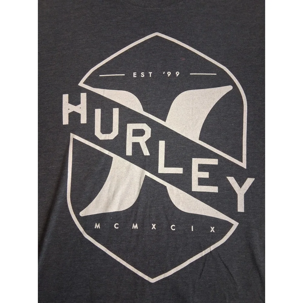 Hurley Mens Premium Fit Graphic T-Shirt Charcoal Grey Large Logo Est 99 Tee L